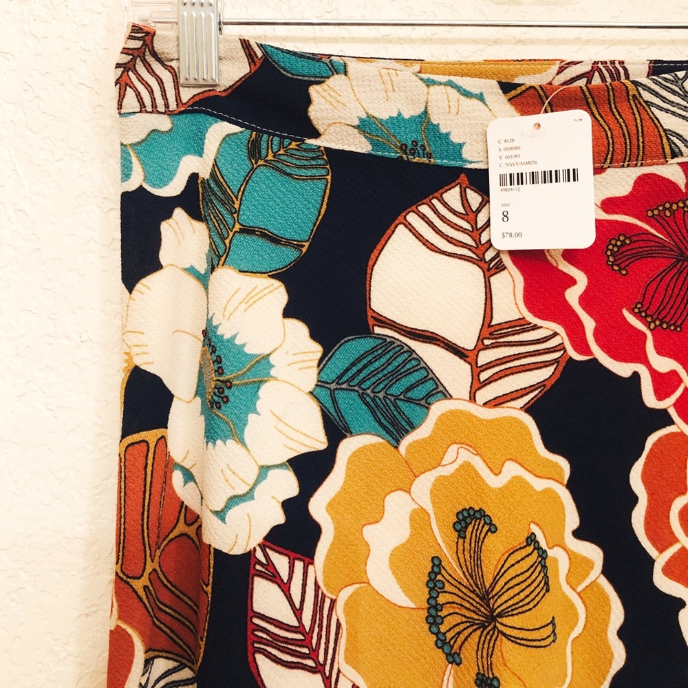 NWT Free People Colorful Floral Ruffle Midi Skirt